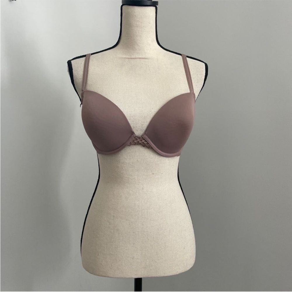b.tempt'd by Wacoal Ciao Bella‎ T-Shirt Bra Mauve Brown 32DD Lace Trim Everyday